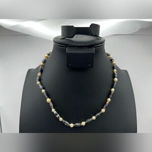 Vintage Hand Rolled Paper Beads with Faux Pearls Choker